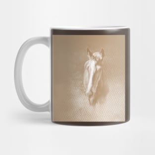 Horse emerging from the mist in iced coffee beige Mug